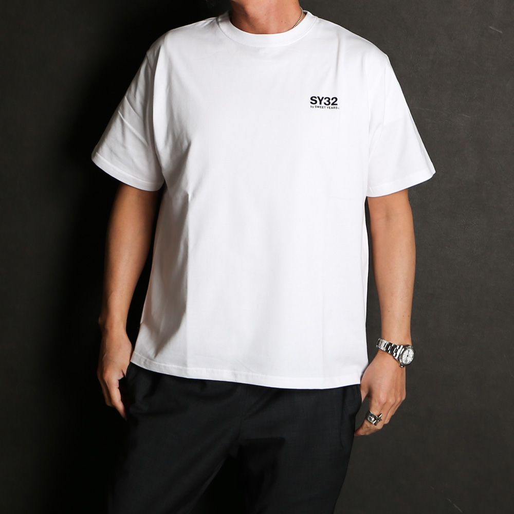 BACK SLASH BIG LOGO TEE - WHITE × BLACK / グラフィックTシャツ / 14154J-W