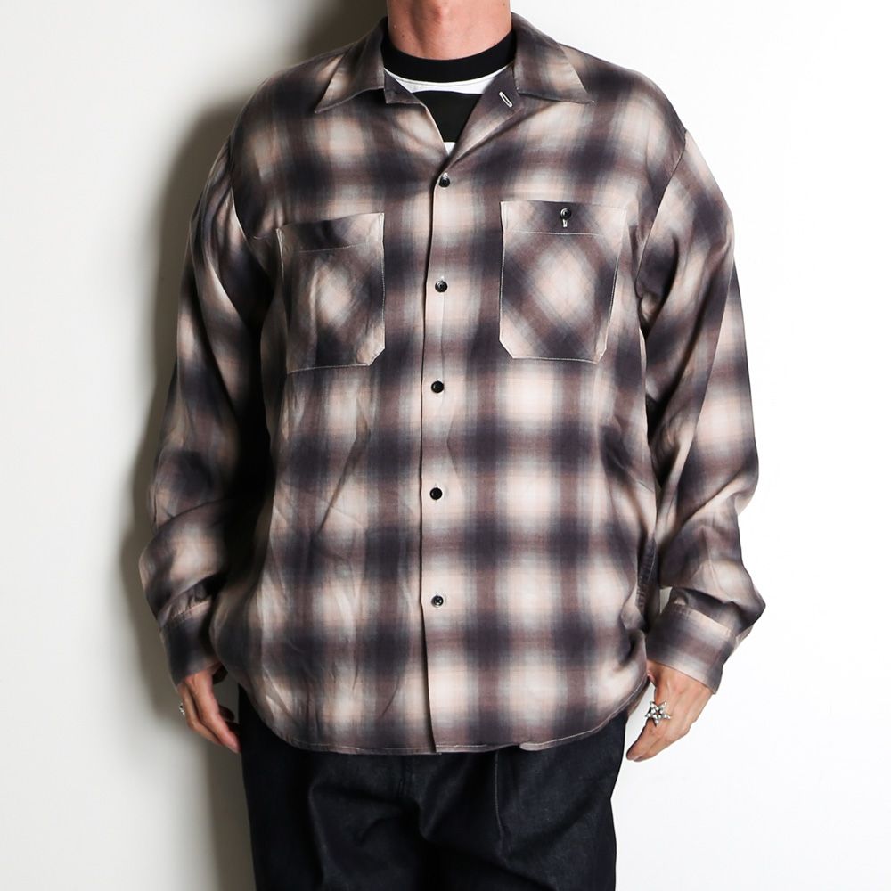 Drape Denim Ombre Check Loose Work SH / 2304-5005