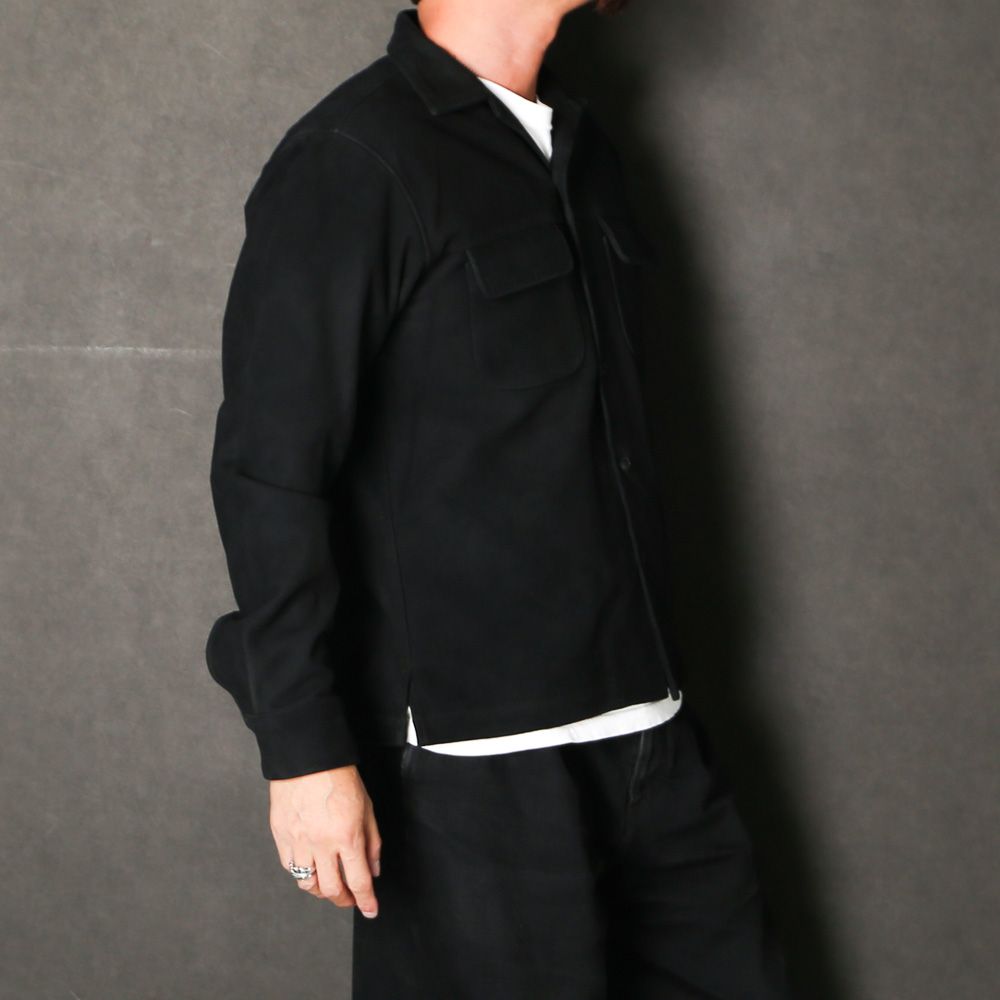 Full Grain Suede Open Collar Work Shirt  - BLK / MDFBF10501