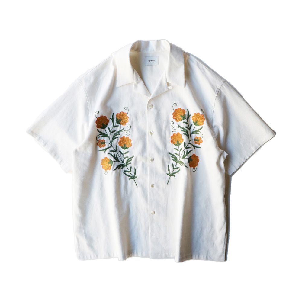 superNova. - Aloha shirt - Flower embroidery - Natural