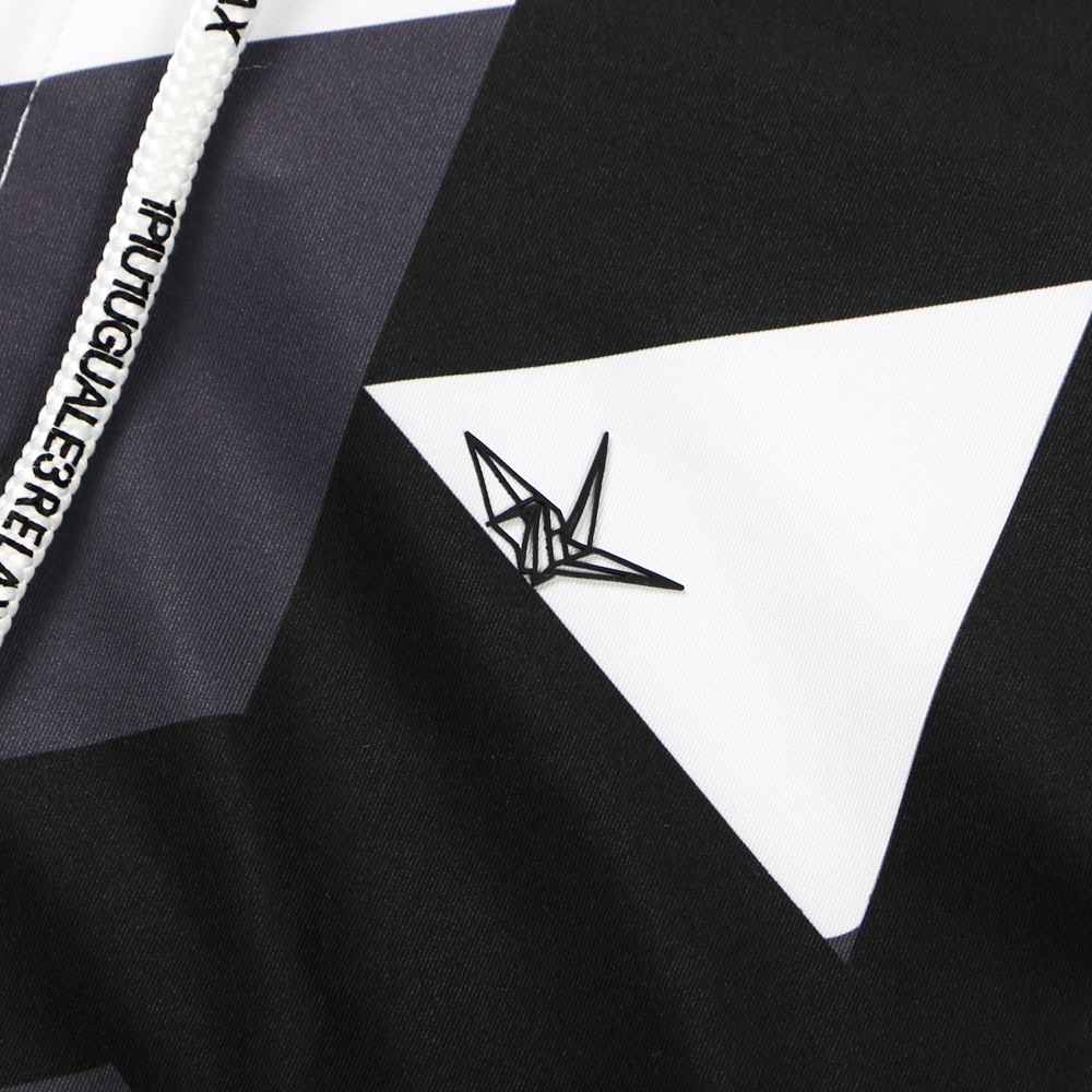 GEOMETRIC RASH GUARD ZIP HOODIE / 幾何学柄 ロゴ ラッシュガード ジップアップパーカー / USO-22046