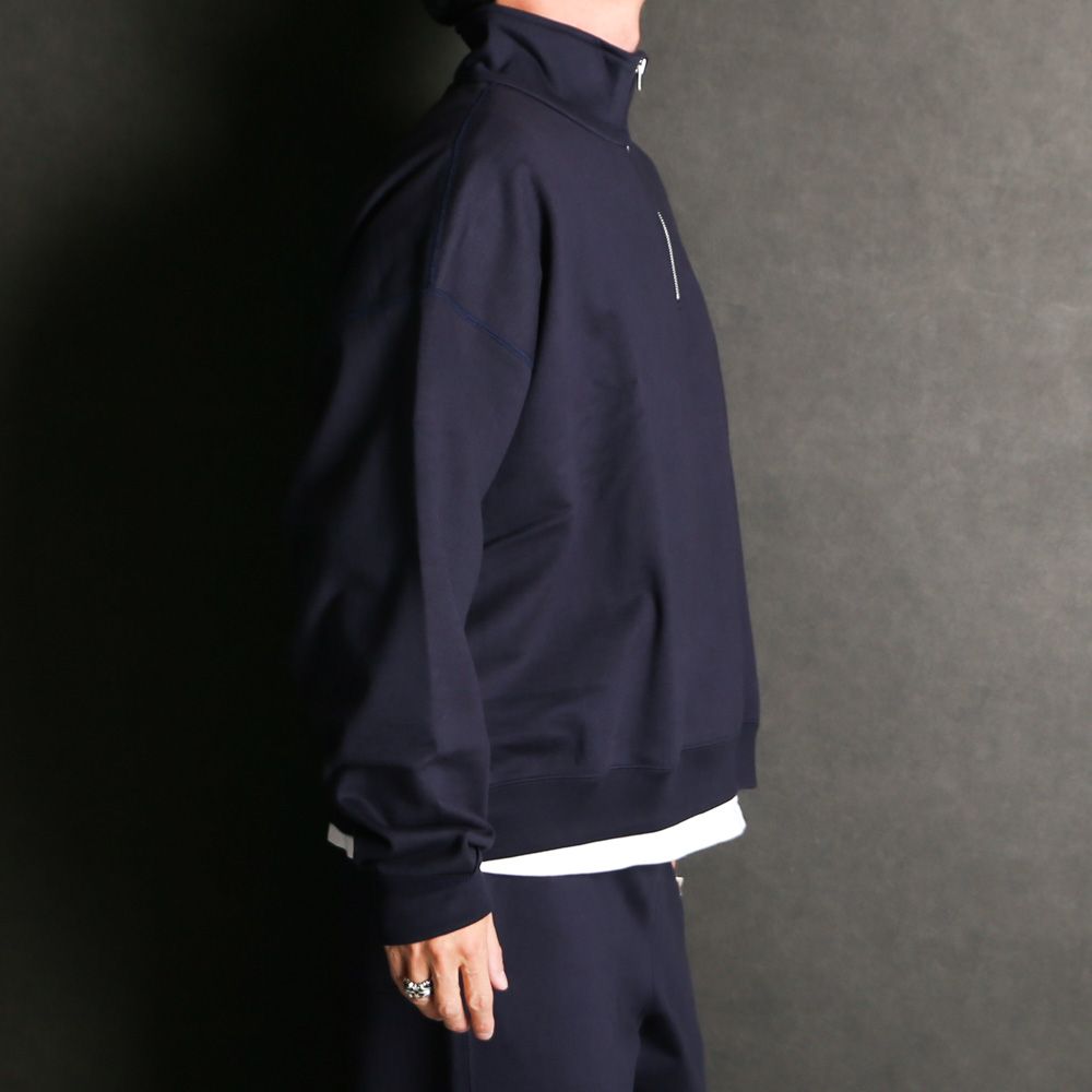 SHORT QUARTER ZIP PULLOVER - D.NAVY / オーガニックコットンヘビー吊裏毛 - ショートクォータージッププルオーバー / A25D03CS02C