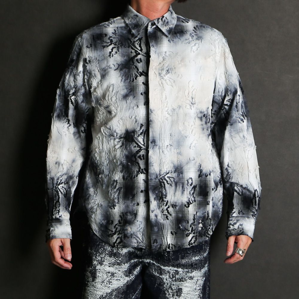 "Tie-Dye Check" Regular Shirt - Black / タイダイチェック レギュラーシャツ / TA26SS-SH023