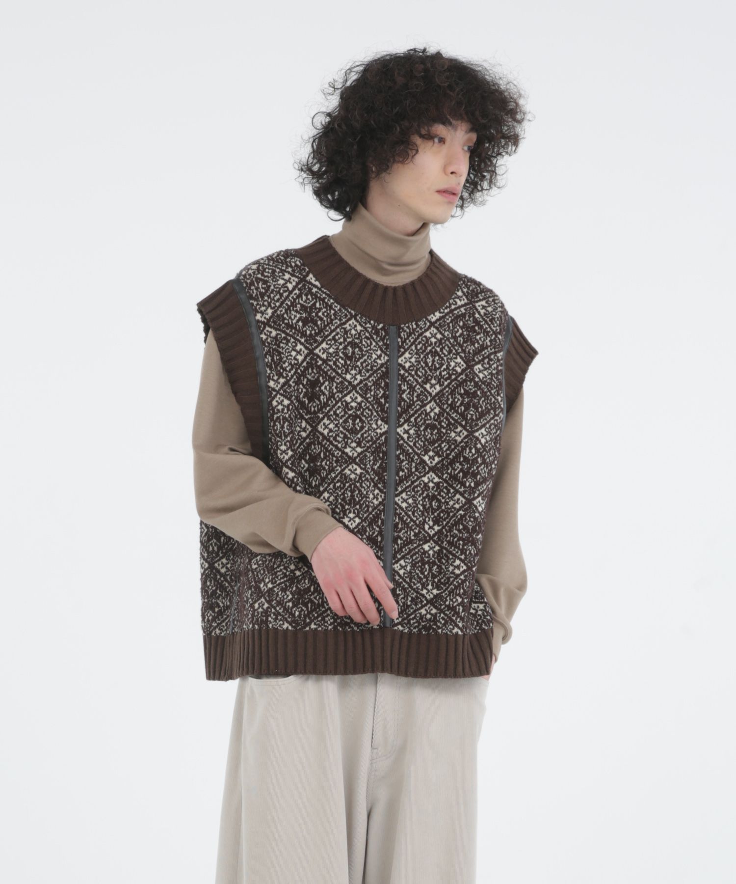 Iroquois - 5G FAIR ISLE JQ KNIT VEST / ジャガード ニットベスト