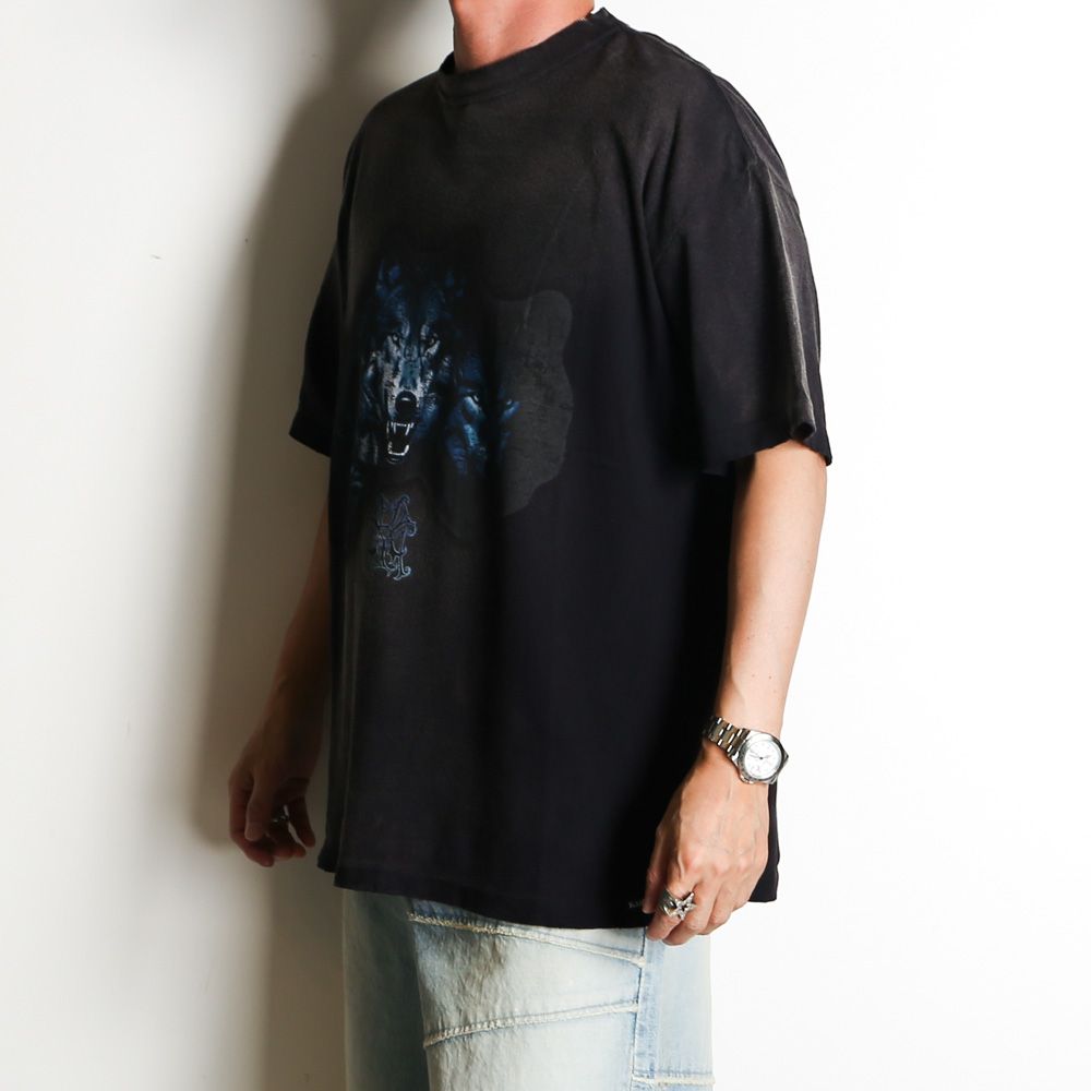 KAMIYA KMY-WOLF DISTRESSED Tシャツ プリント 半袖 KAMIYA - プリントティーシャツ - KMY-WOLF ”TEE