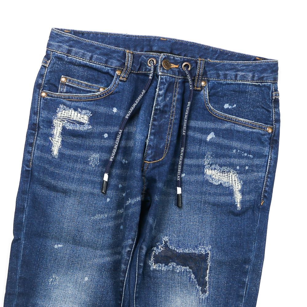 INDIGO DAMAGE DENIM PANTS / アンクル ダメージデニムパンツ / USB-21013