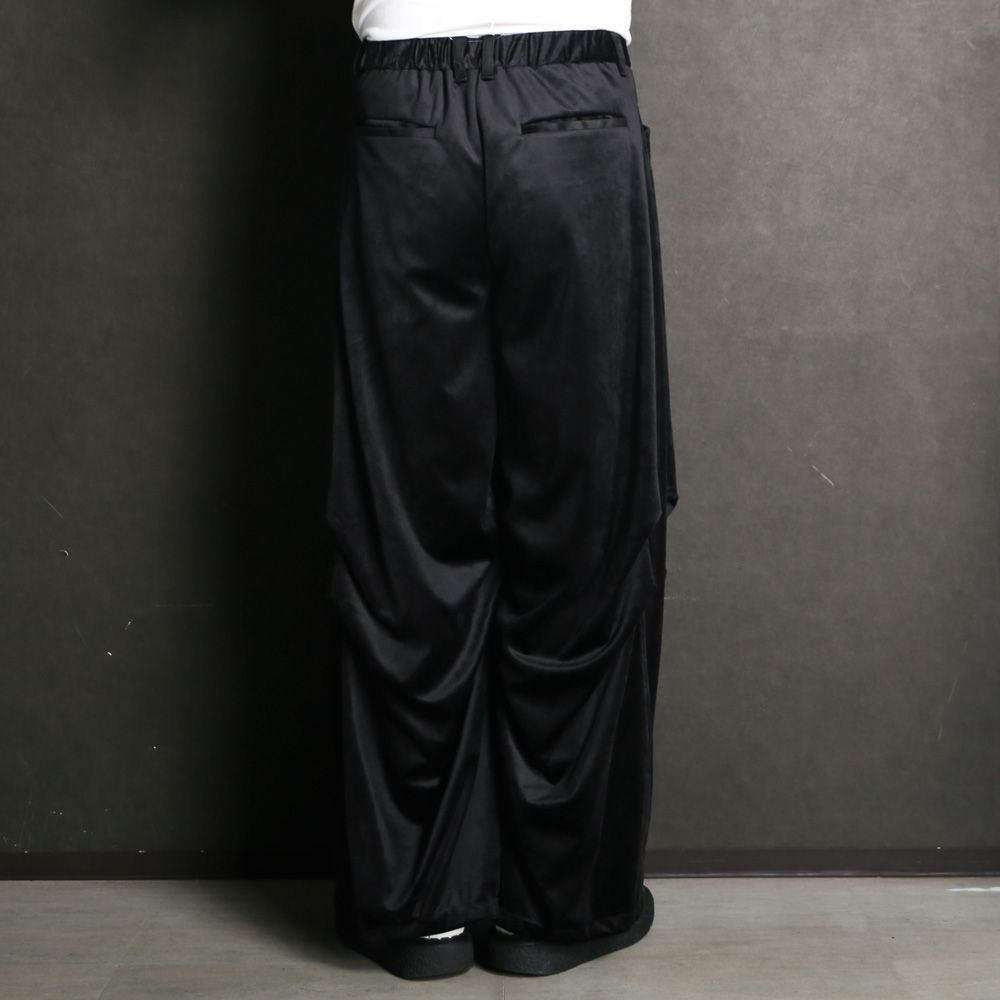 "Velvet" Draped Velvet Tuck Pants - Black / ベルベット タックパンツ / TA26AW-PT066
