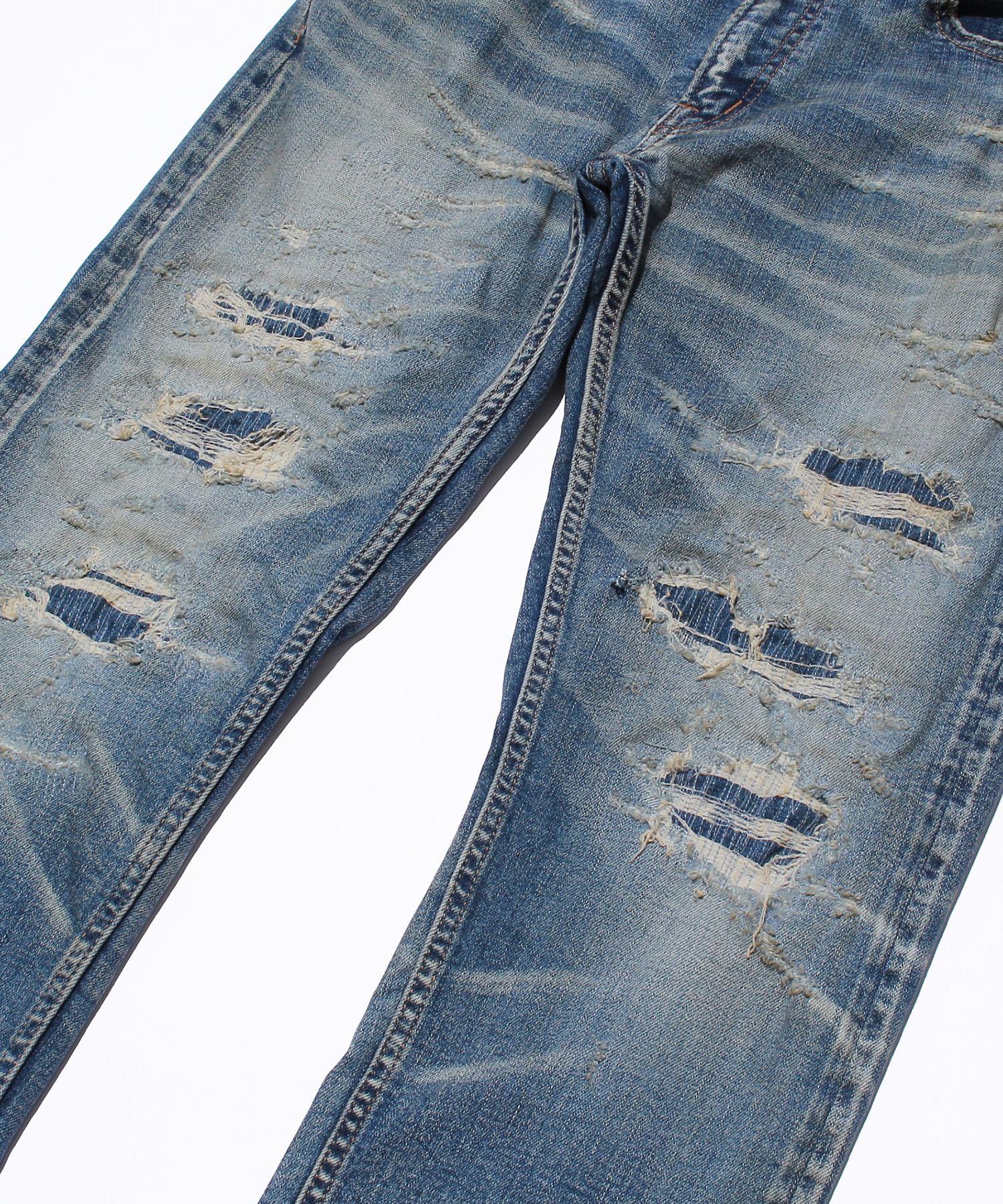 HYBRID-STRETCH DENIM 5P TIGHT TAPERED(DAMEGE) / スーパーストレッチデニム / TPT-F2105