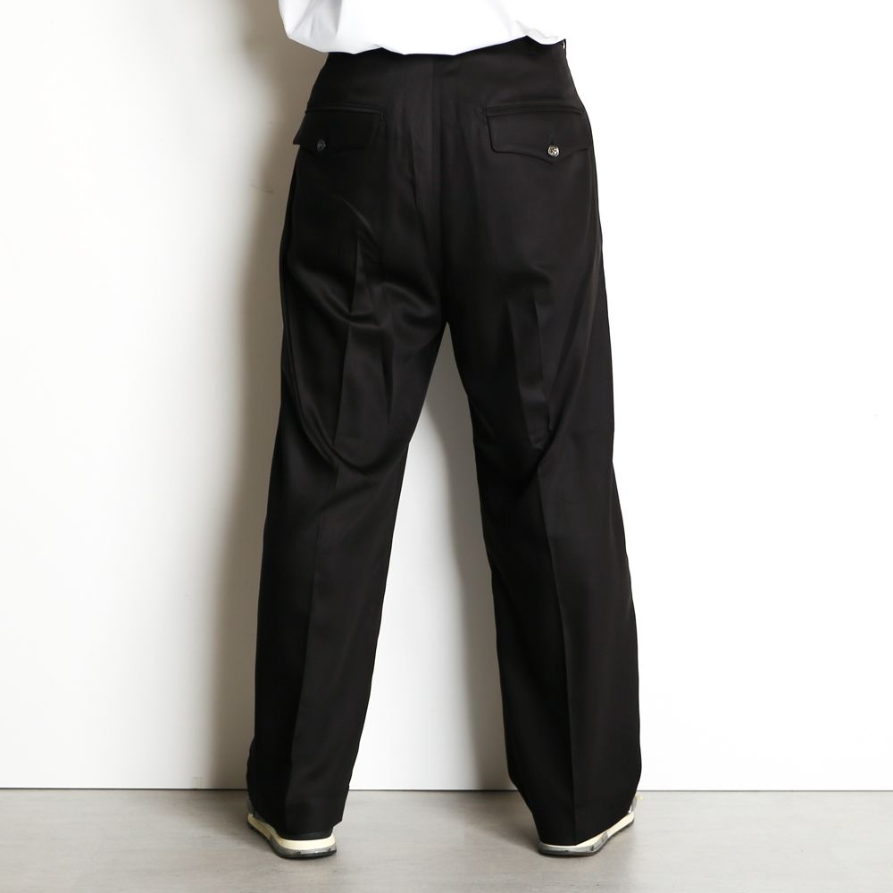 1 tuck wide trouser - Rayon poly gabardine / 1タックワイドトラウザー ギャバジン / SN-413A