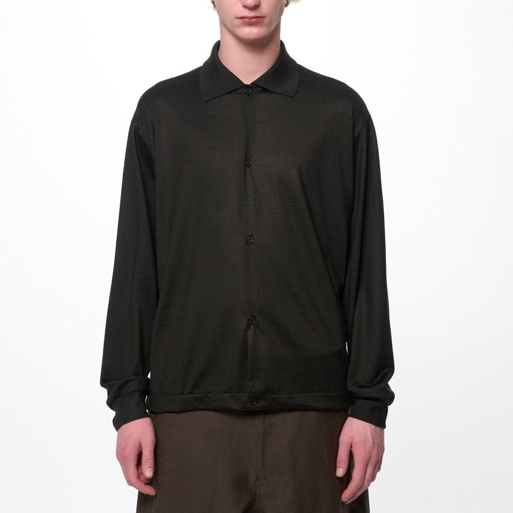 Shirt Cardigan - Dark Olive / スーパー100sウォッシャブルウール天竺 - シャツカーディガン / M26C15CS01C