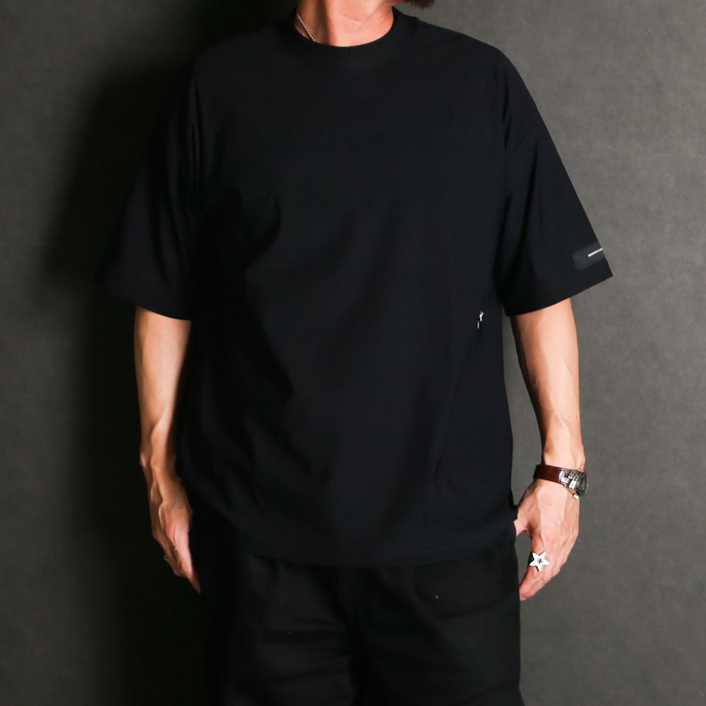 SIDE RC OVER TEE - BLACK / オーバーサイズ ナイロンTシャツ / RC39-T-004
