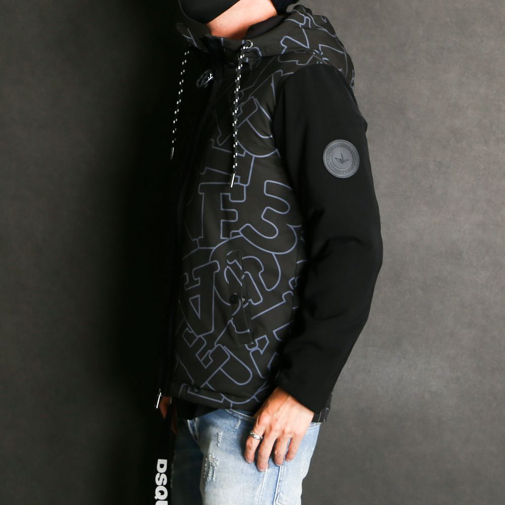 LETTERING SLEEVE SWITCH JACKET / ダイアゴナルロゴ ドッキング ダウンパーカー / USO-21044
