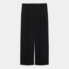 DOUBLE PLEATED SEMI EASY TROUSERS - BLACK / 60/2オーガニック強燃ボイル3/2ツイル - ダブルプリーテッドセミイージートラウザーズ / A26A16PT01C