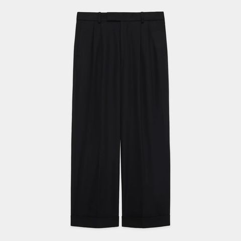 DOUBLE PLEATED SEMI EASY TROUSERS - BLACK / 60/2オーガニック強燃ボイル3/2ツイル - ダブルプリーテッドセミイージートラウザーズ / A26A16PT01C