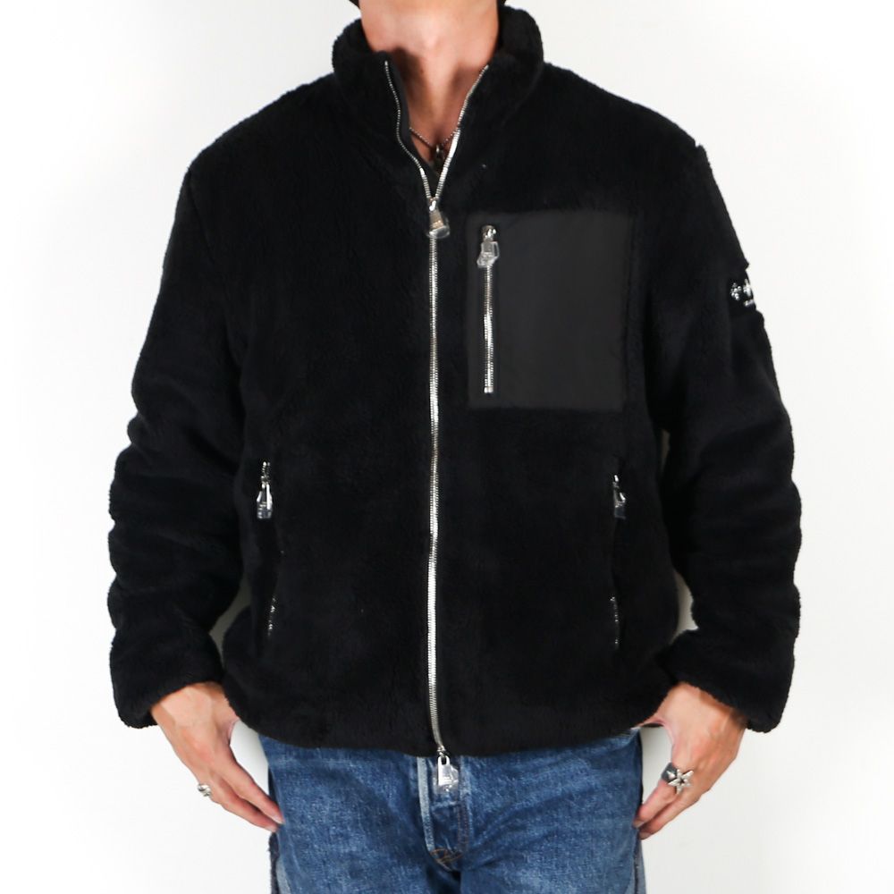 MONREALE モンレアレ - BLACK / ボア スタンドカラーブルゾン (フリース) /  MJXA0213033588