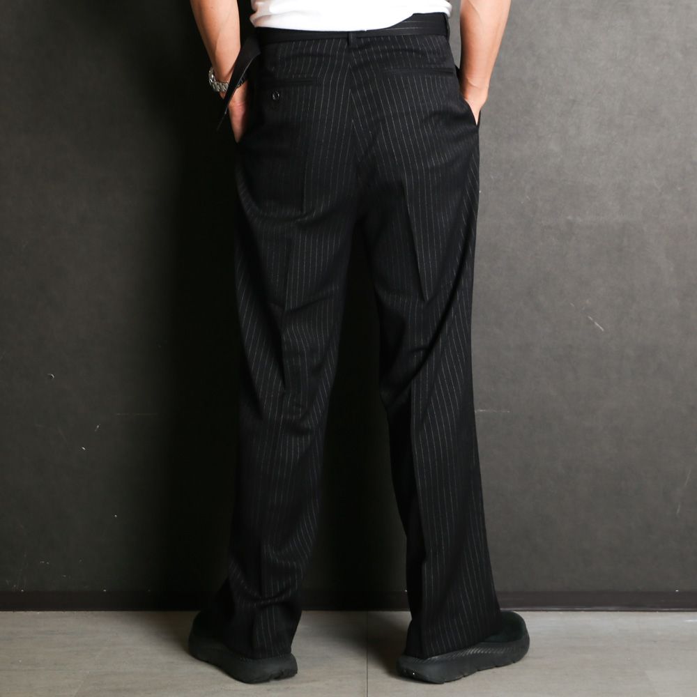 24ss ~ 24aw VICTIM バギー スラックス パンツ ブラック L VICTIM - 【ラスト1点-サイズ3】 STRIPE BUGGY SLACKS - BLACK