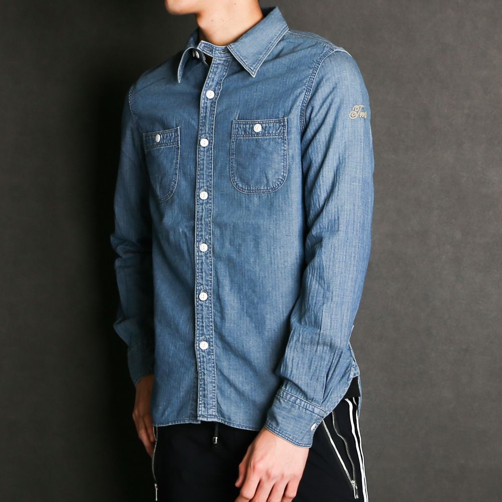 HERRINGBONE INDIGO CHAMBRAY WORK SHIRTS / ヘリンボン シャンブレー ワークシャツ / TSH-F2003