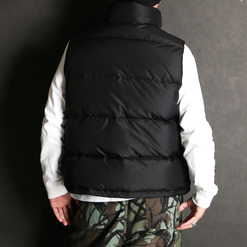 SILK DOWN VEST - BLACK / シルクタフタ - シルクダウンベスト / A25C17BL01A