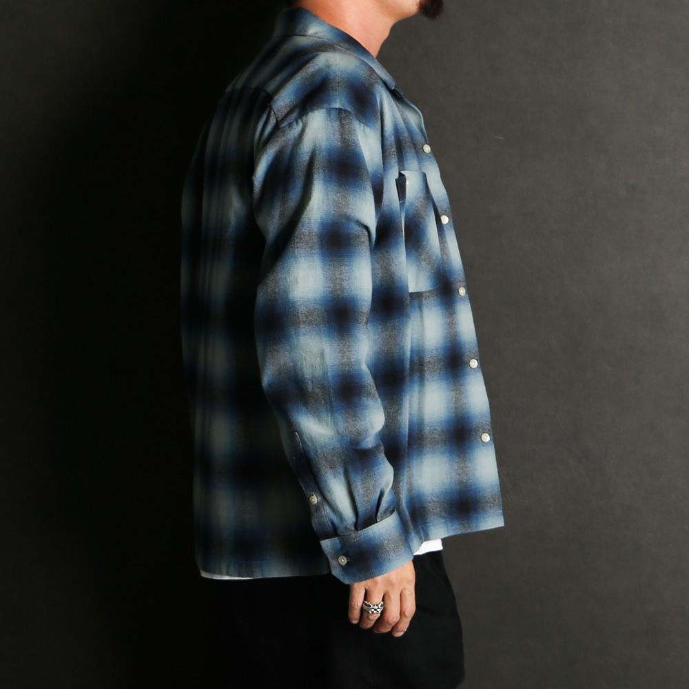 【ラスト1点-サイズ3】 C.Flannel Ombre Open Collar SH - BPT / 2509-5004