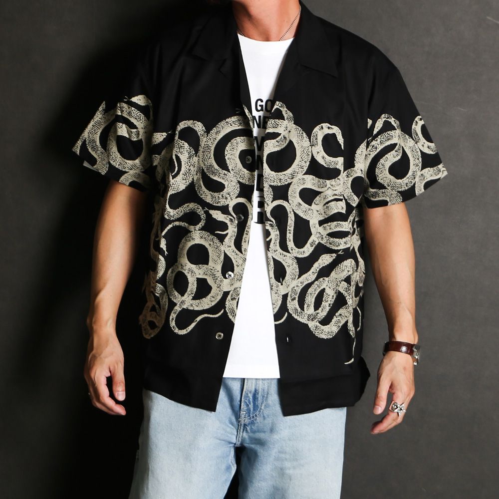 SNAKE PATTERN PANEL S/S SH / スネークパターン オープンカラーシャツ / CL-26SS004ULT