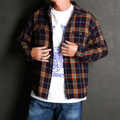 COTTON FLANNEL NAVY CHECK SHIRT / コットンフランネル レギュラーカラーシャツ / 24'RS-0807