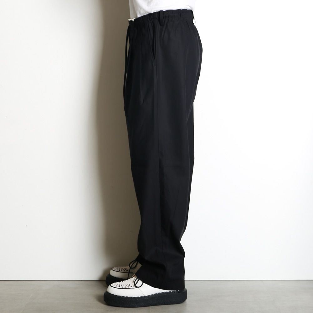 Double Pleated Easy Trousers - Black / オーガニックGIZA60/3サバイバルクロス® - ダブルプリーテッドイージートラウザーズ / A26C03PT02C