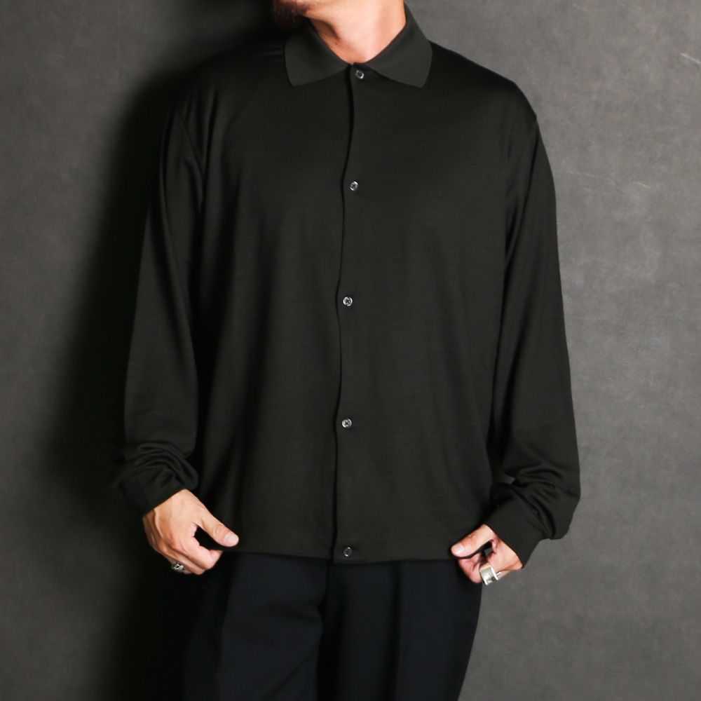 Shirt Cardigan - Dark Olive / スーパー100sウォッシャブルウール天竺 - シャツカーディガン / M26C15CS01C