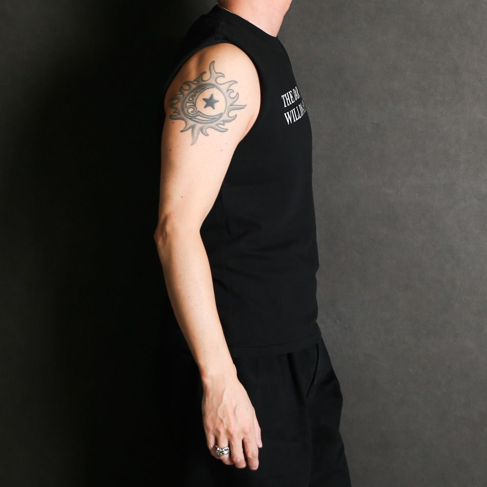 Typography Short N/S Tee T/C - BLACK / ノースリーブ Tシャツ / G16TS094