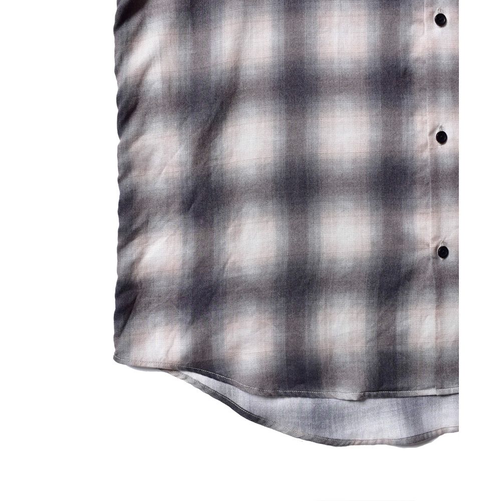 Drape Denim Ombre Check Loose Work SH / 2304-5005