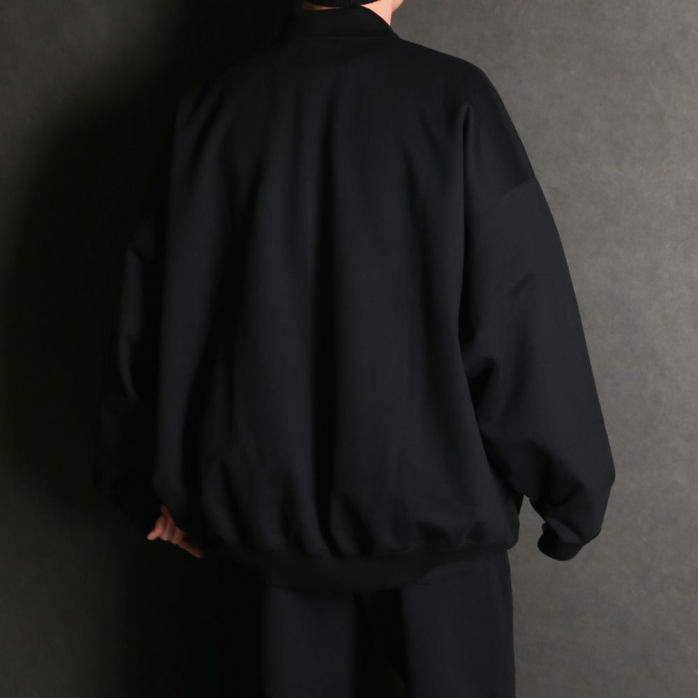 HALF ZIP POLO HUGE SWEAT - BLACK / オーガニックコットンヘビー吊裏毛 - ハーフジップポロヒュージスウェット / A26A09CS03C