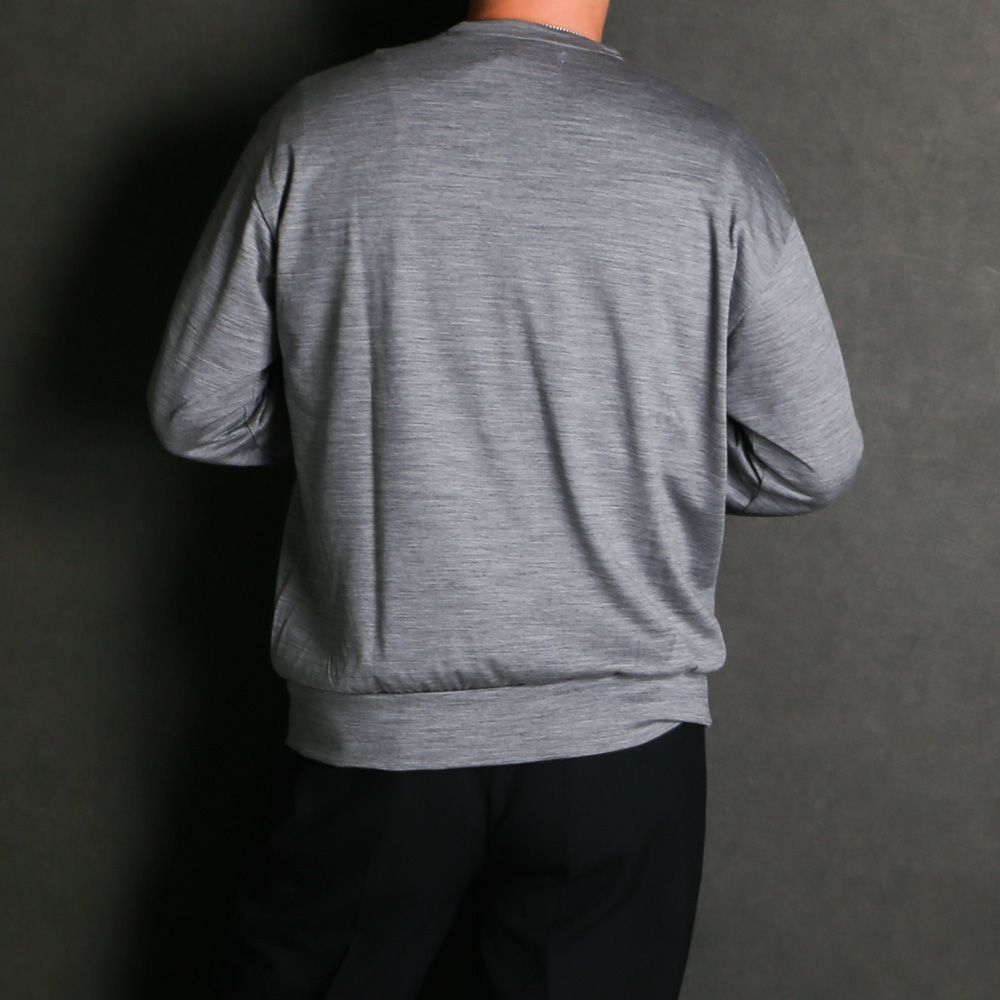 【ラスト1点-サイズ4】 Crew Neck L/S Tee - Top Gray / スーパー100sウォッシャブルウール天竺 - クルーネック L/S Tee / M26C15CS03C
