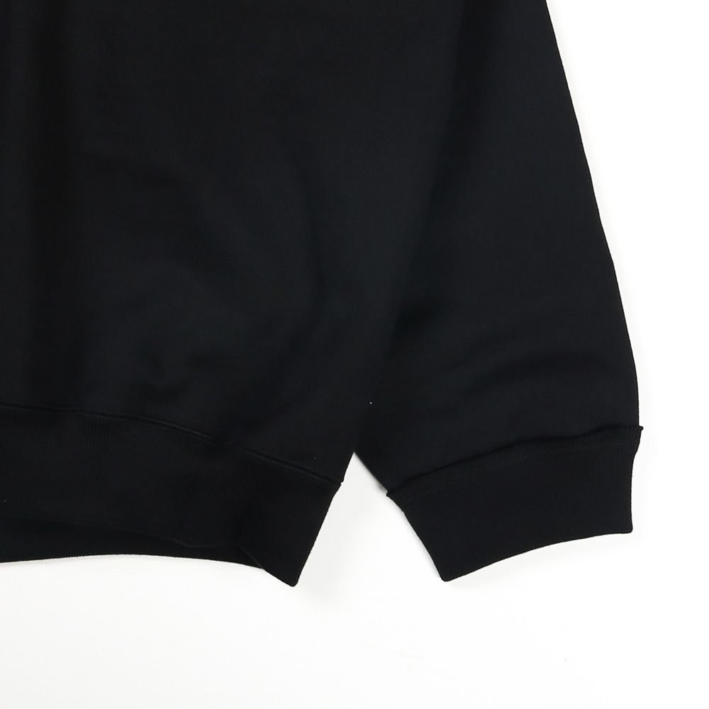 【ラスト1点-サイズ2】 HALF ZIP POLO HUGE SWEAT - BLACK / オーガニックコットンヘビー吊裏毛 - ハーフジップポロヒュージスウェット / A26A09CS03C
