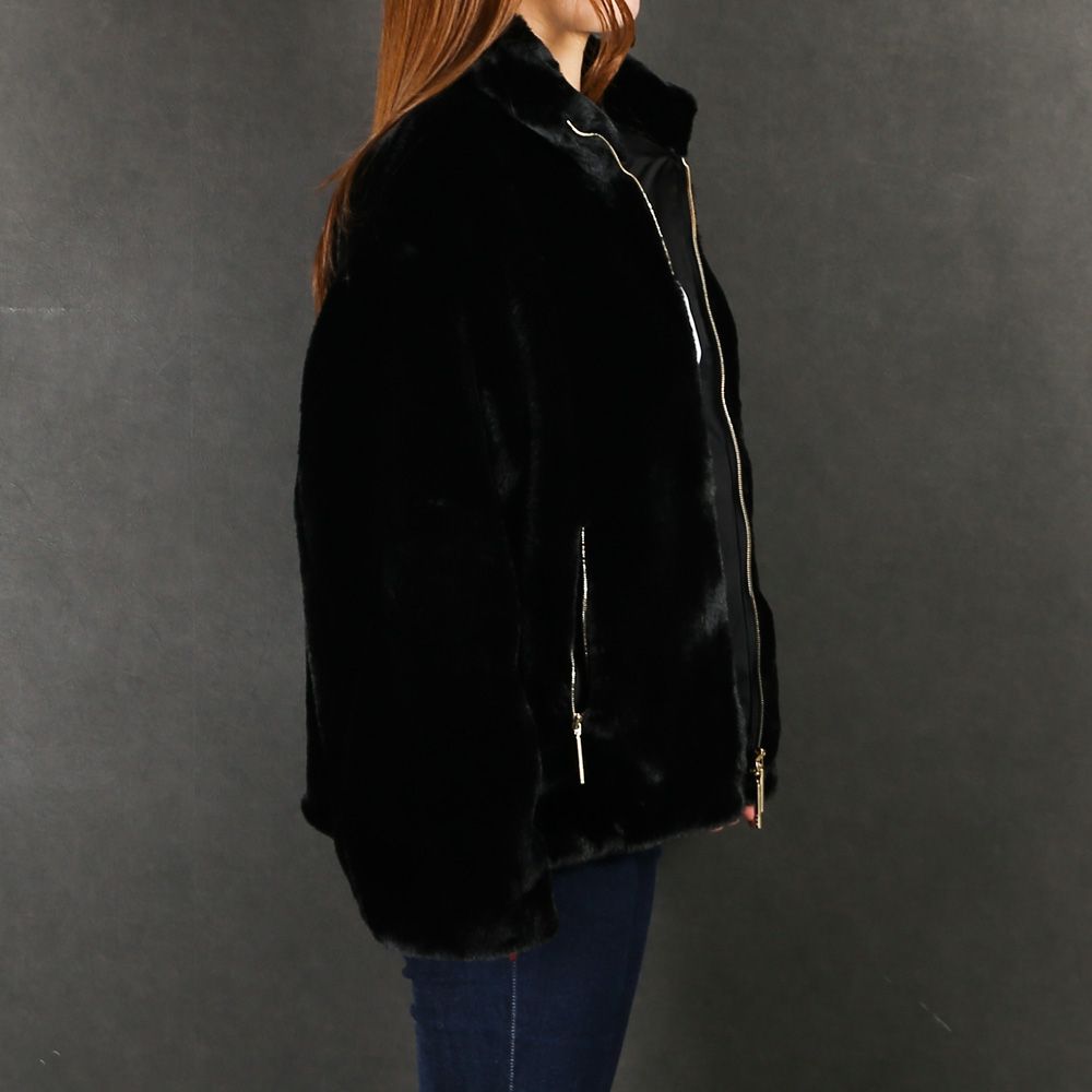 【レディース】 BARBRA バルブラ - BLACK / エコファー スタンドカラーブルゾン (フリース) / LJXA0038033588