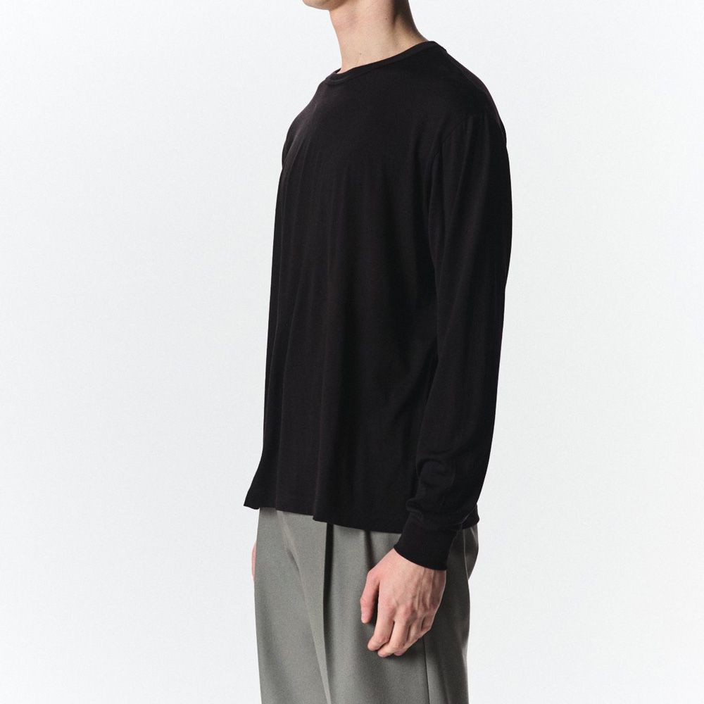 Relaxed Fit L/S Tee - Black / スーパー160sウール 防縮天竺 - リラックスドフィットL/S Tee / A26C12CS01C
