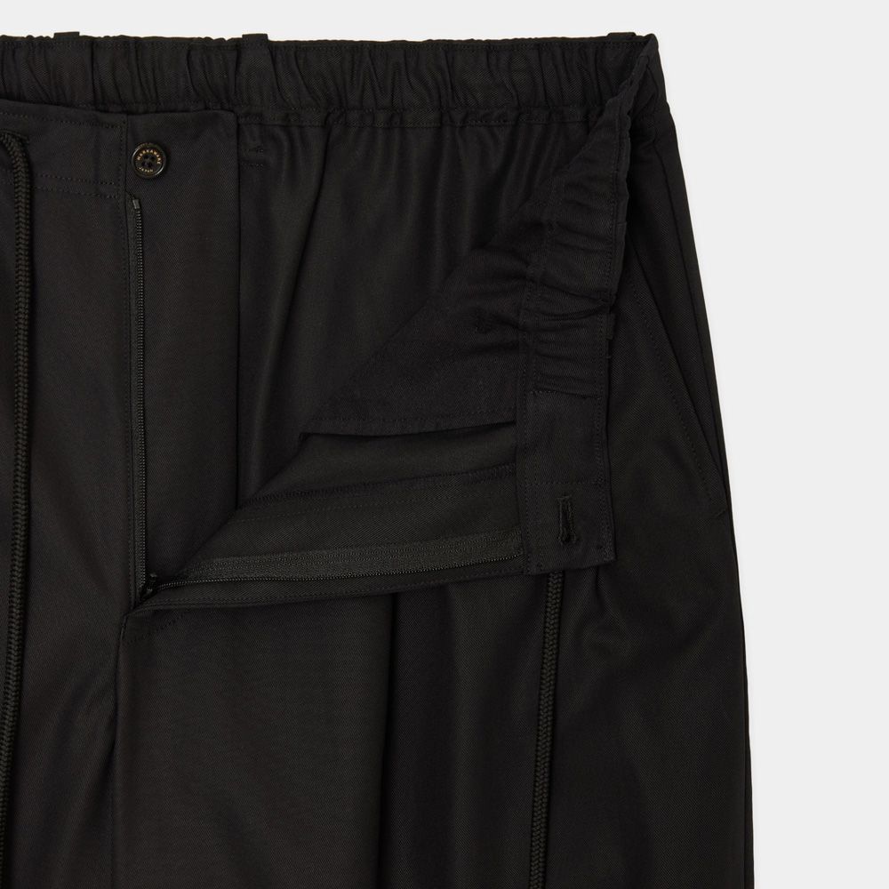 Double Pleated Easy Trousers - Black / オーガニックGIZA60/3サバイバルクロス® - ダブルプリーテッドイージートラウザーズ / A26C03PT02C