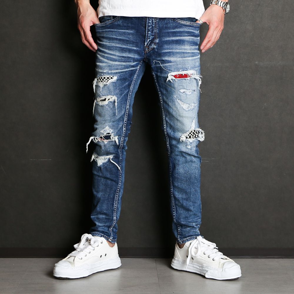 STRETCH DENIM 5P CROPPED TAPERED (DAMAGE REPAIR) / 5ポケット ストレッチデニム クロップドパンツ / TPT-S2104