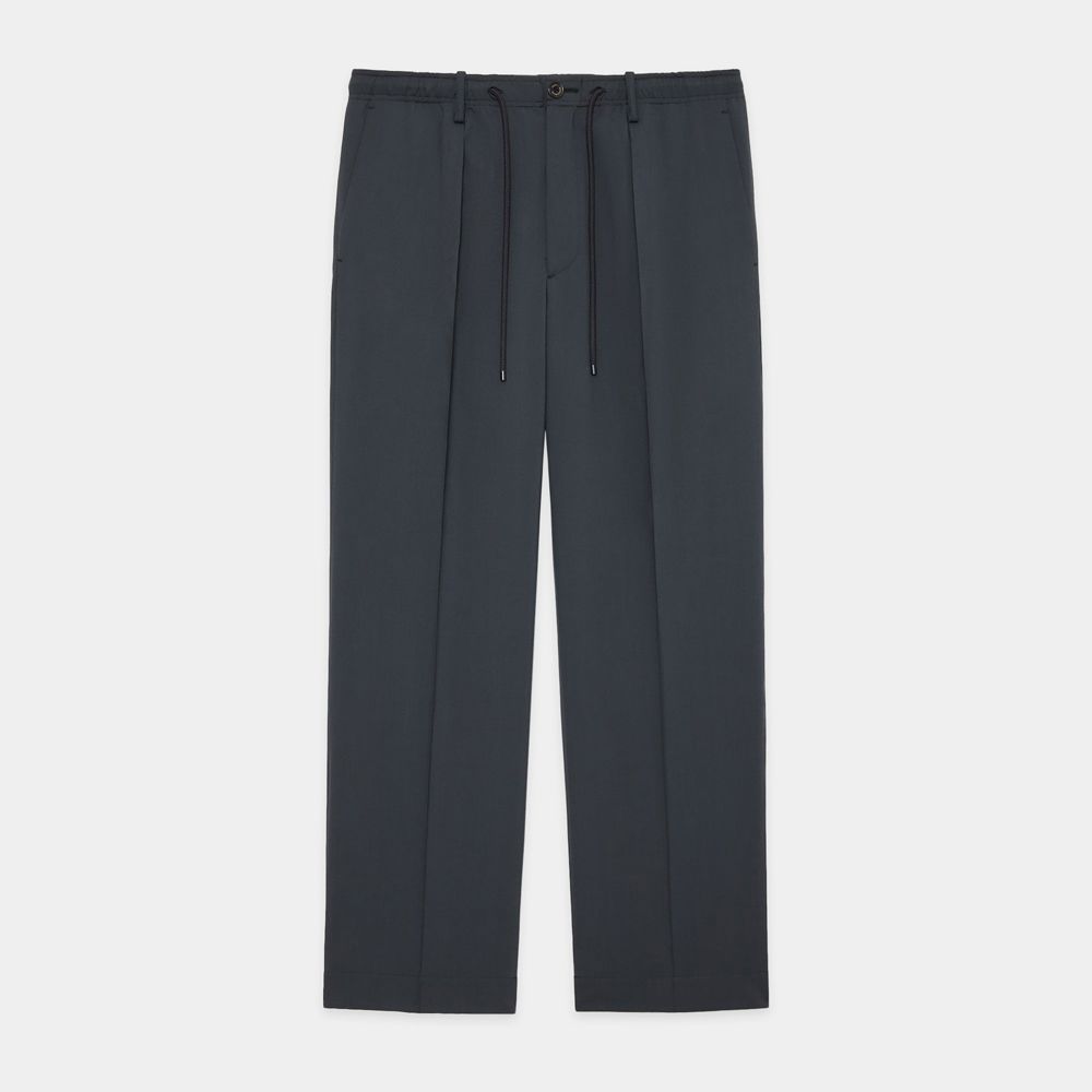 ONE TUCK TAPERED EASY PANTS - CHARCOAL / オーガニックウール2/80トロピカル - ワンタックテーパードイージーパンツ / A26B04PT01C (4月下旬入荷予定)