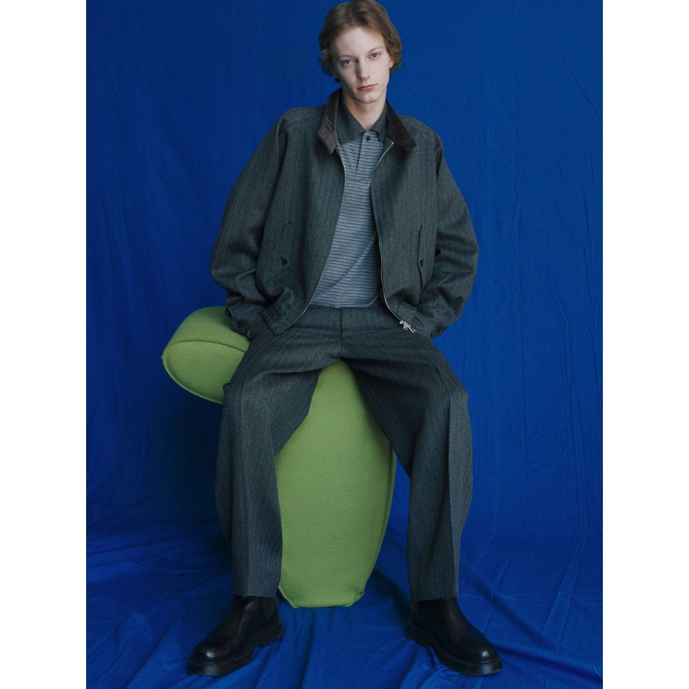 marka - Dog Ear Jacket - Gray / オーガニックウール撚り杢へリンボン