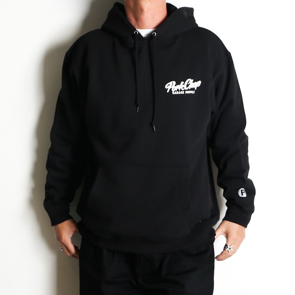 SCRIPT PORK HOODIE - BLACK / プルオーバーパーカー