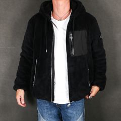 MENFI メンフィ - BLACK / ボア フードブルゾン (フリース) /  MJXA0212033588