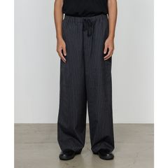 WIDE CYLINDER FIT EASY PANTS - GRAY STRIPE / 2/72 ウールトロピカルワッシャー - ワイドシリンダーフィット イージーパンツ / M26A11PT01C