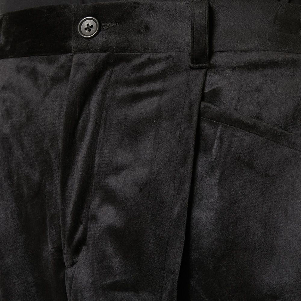 "Velvet" Draped Velvet Tuck Pants - Black / ベルベット タックパンツ / TA26AW-PT066