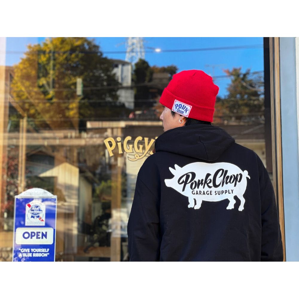 SCRIPT PORK HOODIE - BLACK / プルオーバーパーカー