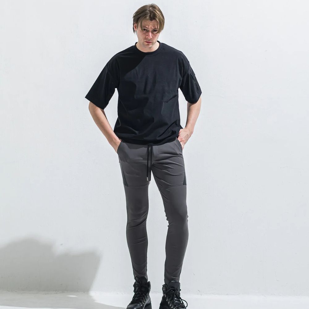 MILITARY NYLON OVER TEE - BLACK / ナイロンポケットビッグTシャツ / RC40-T-008