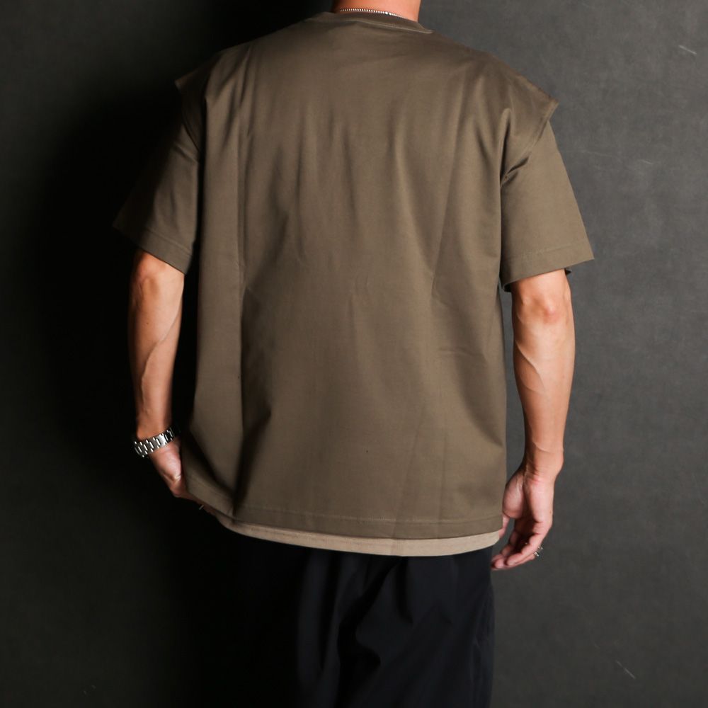 【ラスト1点-サイズ2】 THE FUNCTIONAL LAYERED S/S TEE WITH BREATHABLE - KHAKI / 2401002