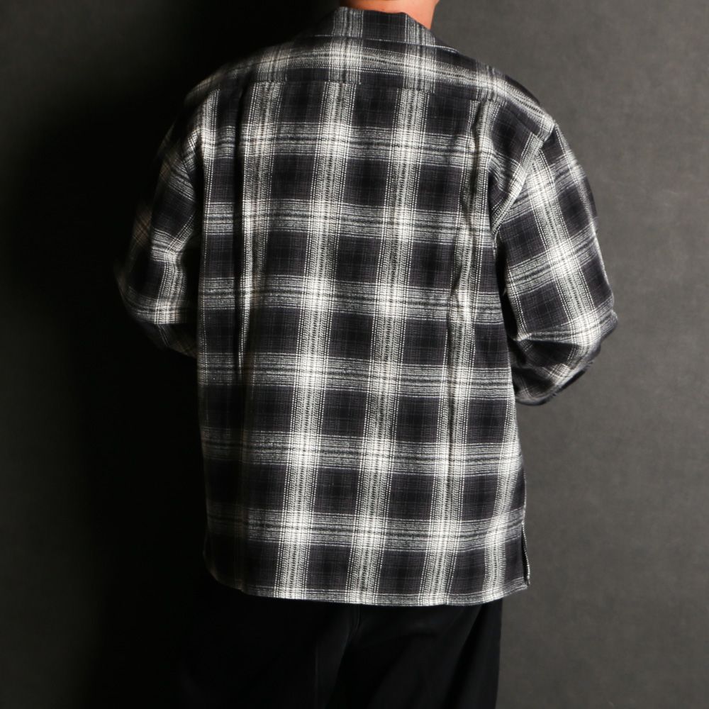 【ラスト1点-サイズM】Ombre Check L/S Shirt (25aw) - BLK / オンブレチェックシャツ / HS-090325