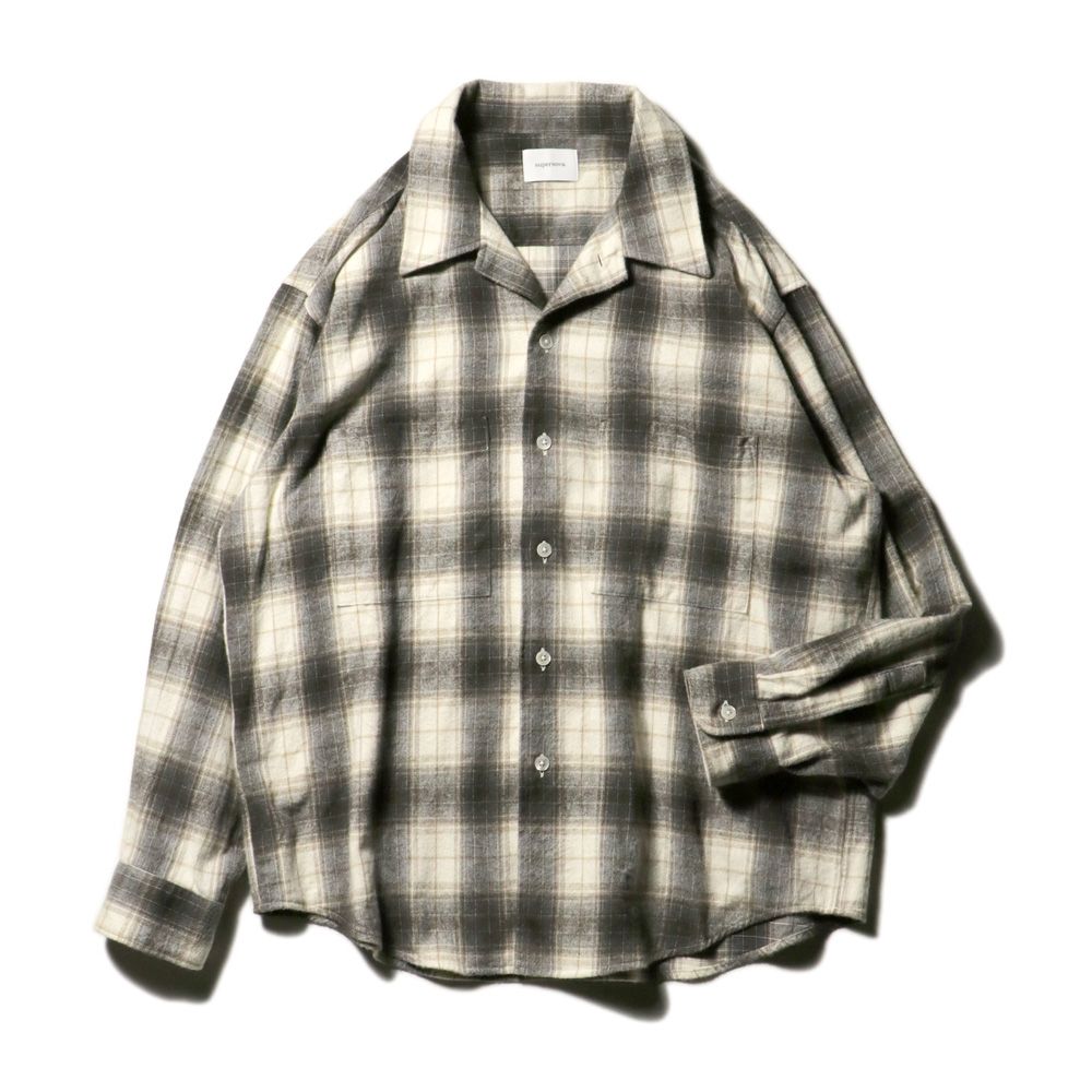 Ombre Check Flannel Shirt - Natural × Brown / オンブレチェックフランネルシャツ / SN-628A
