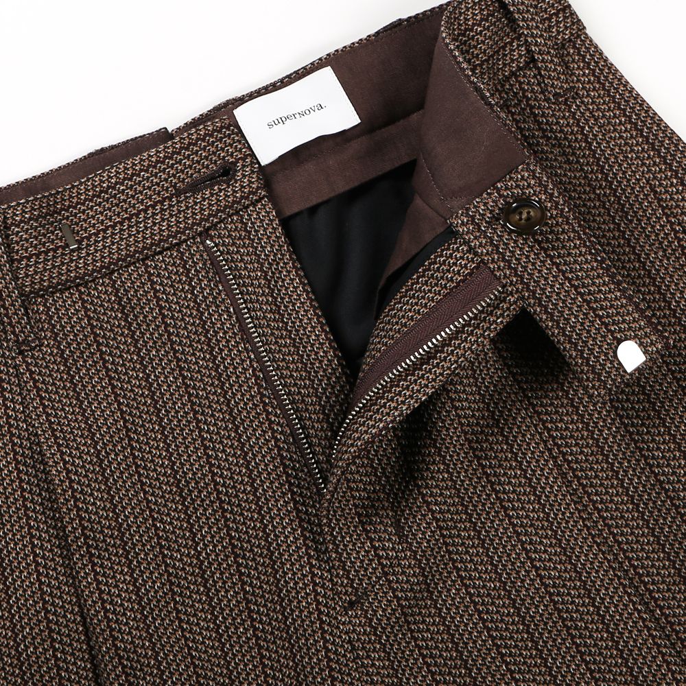 superNova. - 1 tuck wide trouser - Herringbone jersey / 1タック