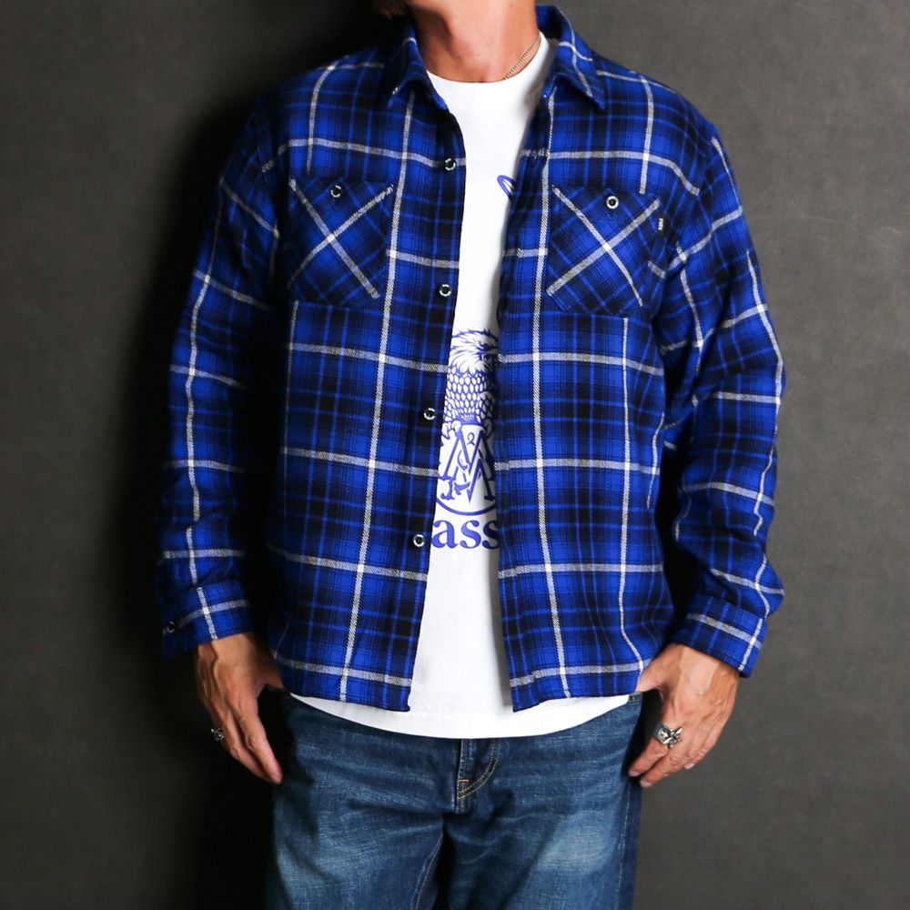 RATS - 【ラスト1点-サイズXXL】 COTTON FLANNEL BLUE CHECK RATS - 【ラスト1点-サイズXXL】 COTTON FLANNEL BLUE CHECK