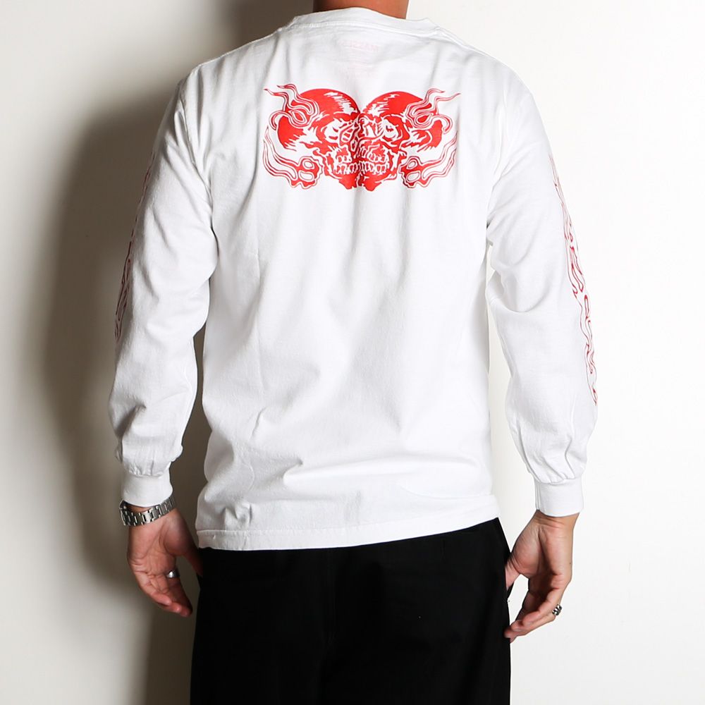 MASSES - 【ラスト1点-サイズS】T-SHIRT L/S TWIN SKULL - White MASSES - 【ラスト1点-サイズS】T-SHIRT L/S TWIN SKULL - White